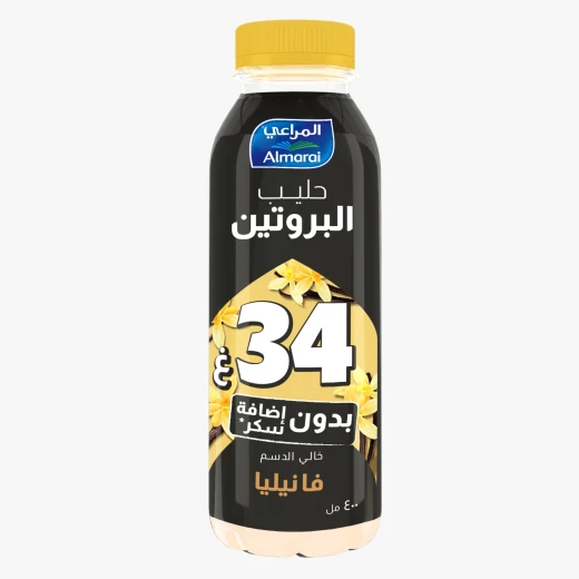 حليب بروتين المراعي بنكهة الفانيليا 400 مل، مشروب غني بالبروتين لتغذية معززة، بدون إضافة سكر، مدعم بالعناصر الغذائية الأساسية لتعافي العضلات، وطعم لذيذ، حجم مناسب للتغذية أثناء التنقل حليب بروتين المراعي بنكهة الفانيليا 400 مل، مشروب غني بالبروتين لتغذية معززة، بدون إضافة سكر، مدعم بالعناصر الغذائية الأساسية لتعافي العضلات، وطعم لذيذ، حجم مناسب للتغذية أثناء التنقل