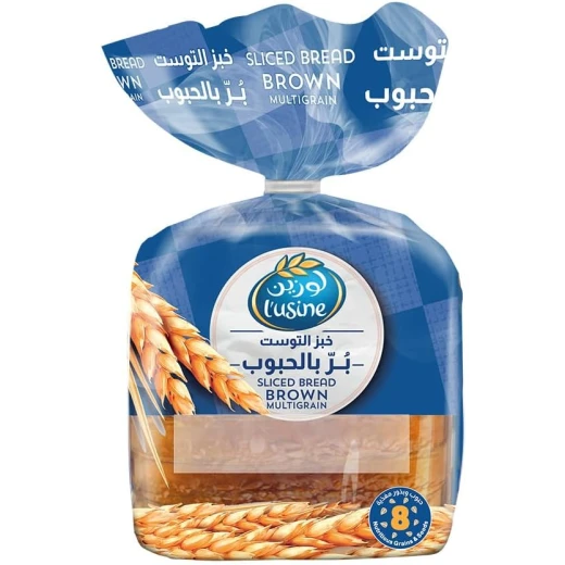 خبز لوزين شرائح بني بر بالحبوب 275 جرام، خيار فطور صحي، غني بالألياف، طعم لذيذ
