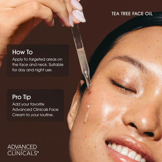 Advanced Clinicals Tea Tree Oil For Skin Facial Serum | Tea Tree Serum For Face With Vitamin E + Botanicals To Help Improve Appearance Of Large Pores & Skintone For Smoother Looking Skin, 53 ml - Advanced clinicals - Image 3