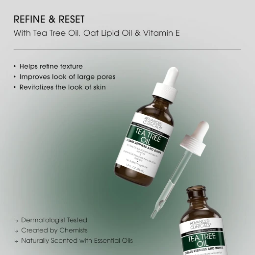 Advanced Clinicals Tea Tree Oil For Skin Facial Serum | Tea Tree Serum For Face With Vitamin E + Botanicals To Help Improve Appearance Of Large Pores & Skintone For Smoother Looking Skin, 53 ml - Advanced clinicals - Image 2