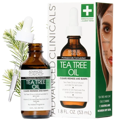 Advanced Clinicals Tea Tree Oil For Skin Facial Serum | Tea Tree Serum For Face With Vitamin E + Botanicals To Help Improve Appearance Of Large Pores & Skintone For Smoother Looking Skin, 53 ml Advanced Clinicals Tea Tree Oil For Skin Facial Serum | Tea Tree Serum For Face With Vitamin E + Botanicals To Help Improve Appearance Of Large Pores & Skintone For Smoother Looking Skin, 53 ml