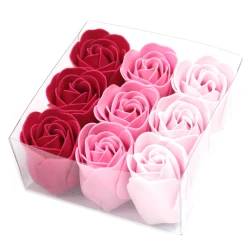 Soapy Soap Pink Rose Soap Flowers Set of 9, Relaxing Bath Gift