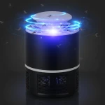 جهاز كهربائي لقتل البعوض مزود بمصباح مصيدة، يعمل بمنفذ USB بدون مواد كيميائية، مزود بمحفز ضوئي للأشعة فوق البنفسجية وطارد للحشرات والذباب مع مروحة شفط للاستخدام المنزلي الداخلي - أسود - لولو شوب الكترونيات