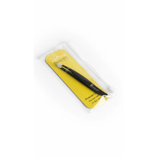 ملقط حواجب برنسيس أناقة احترافي - ملقط إزالة شعر بدقة عالية وجودة ممتازة - تصميم أسود أنيق بفتحة مائلة للتحكم الكامل