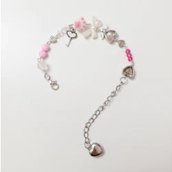 Angel Pink Cat-Themed Bracelet – Adjustable 20cm Pearl & Pink Beaded Bracelet with Cat’s Claw Charm, Elegant Handcrafted Jewelry for Women