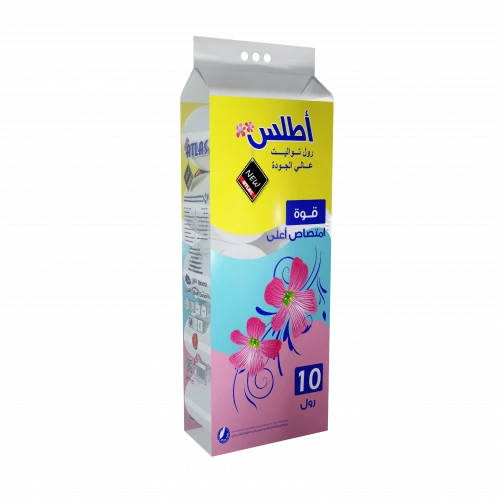 ورق تواليت أطلس، عبوة من 10 لفات، طبقتان، ناعم وماص، شراء بالجملة للاستخدام المنزلي والمكتبي، لطيف على البشرة، قوي وموثوق، عملي وصغير الحجم