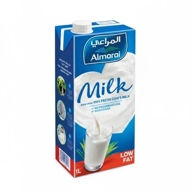 Almarai Low Fat Milk 1 Liter Long Life Refrigerated Dairy Beverage, Rich in Calcium and Vitamins, Ideal for a Healthy Diet, Suitable for the Whole Family - Almarai