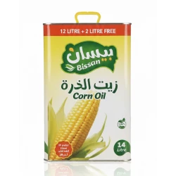 زيت ذرة بيسان 12 لتر تنك، زيت طبخ ممتاز وعالي الجودة للقلي العميق والخبز والطبخ بشكل عام. يضمن نتائج لذيذة ووجبات صحي