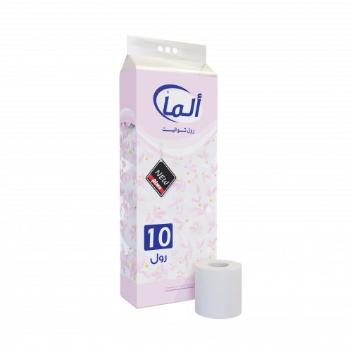 ورق تواليت ألما، 10 لفات، ناعم و ماص، لطيف على البشرة، أساسيات الحمام - ألما