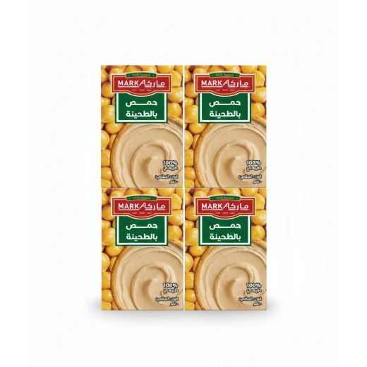 حمص ماركا الطبيعي 100% مع الطحينة – طبق حمص تقليدي جاهز للأكل 100 غرام x 4