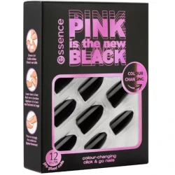 Essence Pink Is The New Black Colour Changing Click & Go False Nails, Easy Application, Pink/Black