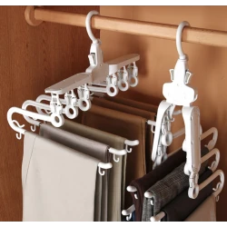Space Saving 6 in 1 Multipurpose Pants Hanger White, Foldable Closet Organizer