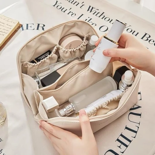 Generic White Makeup Bag Waterproof Cosmetic Organizer with Handle Travel Size - Wateen store - Image 8