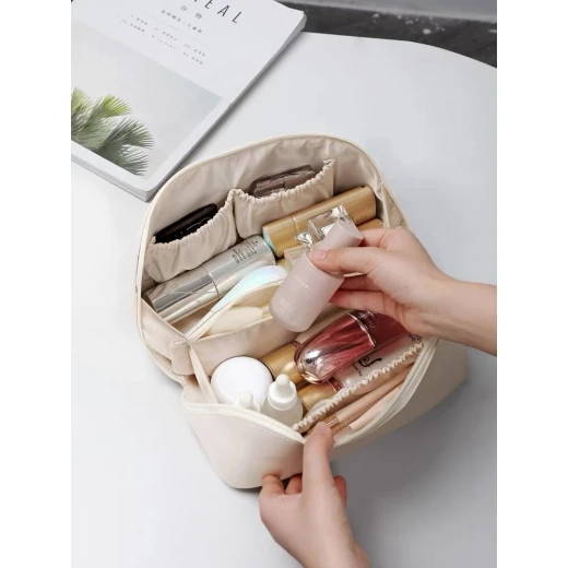 Generic White Makeup Bag Waterproof Cosmetic Organizer with Handle Travel Size - Wateen store - Image 3