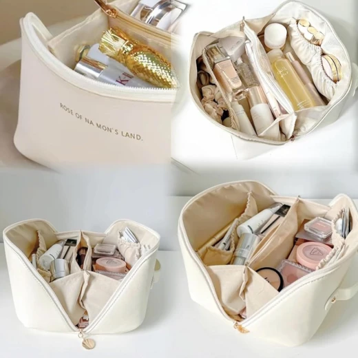 Generic White Makeup Bag Waterproof Cosmetic Organizer with Handle Travel Size - Wateen store - Image 9