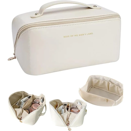 Generic White Makeup Bag Waterproof Cosmetic Organizer with Handle Travel Size Generic White Makeup Bag Waterproof Cosmetic Organizer with Handle Travel Size