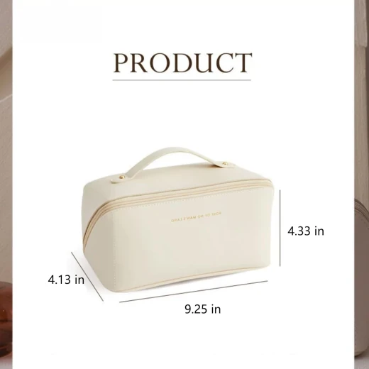 Generic White Makeup Bag Waterproof Cosmetic Organizer with Handle Travel Size - Wateen store - Image 2