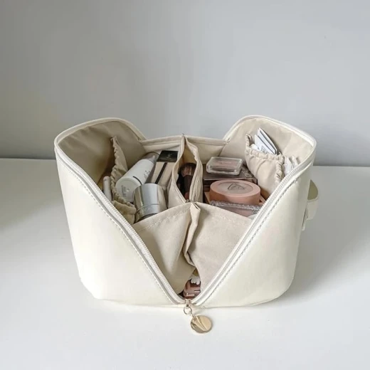 Generic White Makeup Bag Waterproof Cosmetic Organizer with Handle Travel Size - Wateen store - Image 6