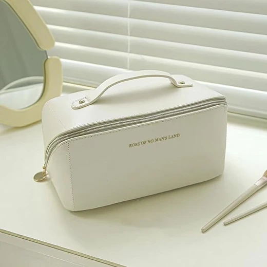 Generic White Makeup Bag Waterproof Cosmetic Organizer with Handle Travel Size - Wateen store - Image 4