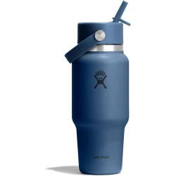 Hydro Flask – Wide Flex Straw Travel Bottle 710 ml (24 oz) – Leakproof, Insulated, Cupholder Compatible – Keeps Drinks Cold 24 Hrs – Flex Straw Cap – Harbor Blue