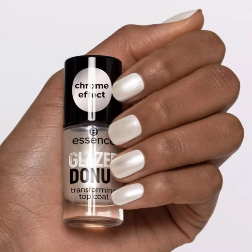 Essence Glazed Donut Transforming Top Coat Silver Chrome Finish 8ml for Nails - Image 4