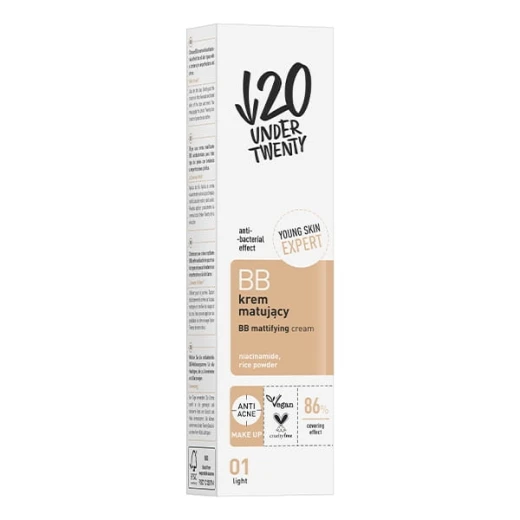 U20 BB Mattifying Cream 01 Light 60ml, Natural Finish, Oil Control, Vegan - Under Twenty - Image 2