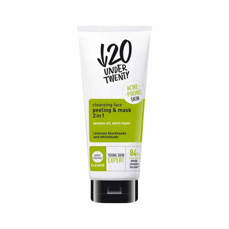Under Twenty Purifying 2in1 Peeling Mask 100ml, Cleanses, Exfoliates, and Hydrates - Under Twenty