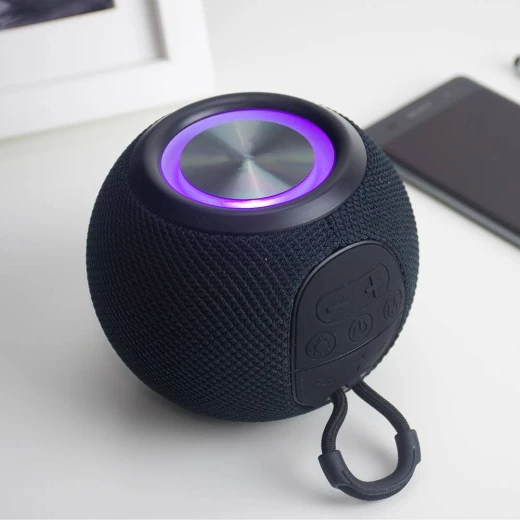 مكبر صوت Orb اللاسلكي المحمول لون برتقالي، أضواء LED متغيرة الألوان - Image 5