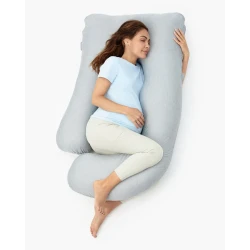 Momcozy U-Shaped Cooling Fabric Pregnancy Pillow, Ultimate Comfort for Expecting Moms, QM4146S