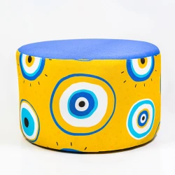 Artistic Ottoman: Inspired by Pediatric Cancer Patients at KHCC - "Evil Eye" Design