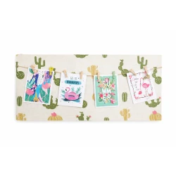A photo display frame with a tropical cactus background and a distinctive, modern summer design It comes with art cards, stickers, and wooden clips for easy photo mounting. Measuring 63 x 33 cm, it's perfect for adding a refreshing tropical touch to any home decor space