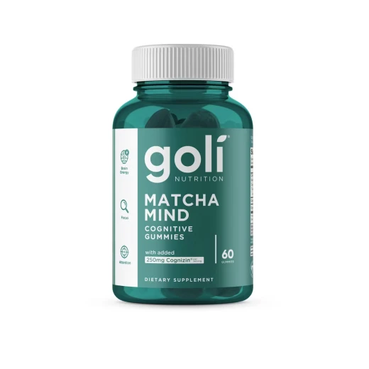 Goli Matcha Mind علكة معرفية 60 قطعة، نباتية، خالية من الغلوتين، لصحة الدماغ Goli Matcha Mind علكة معرفية 60 قطعة، نباتية، خالية من الغلوتين، لصحة الدماغ