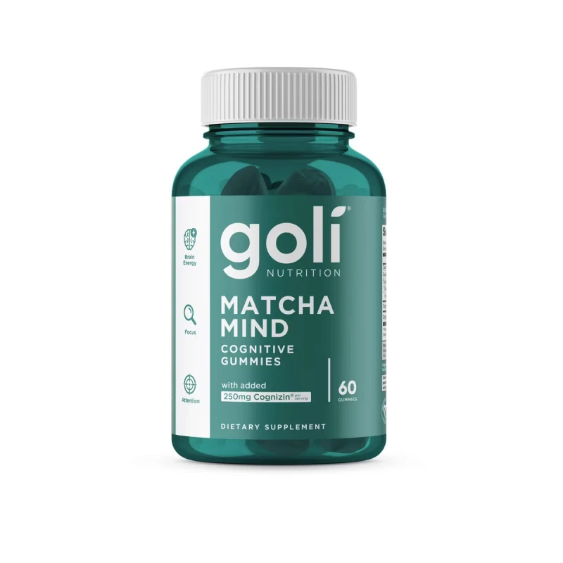 Goli Matcha Mind علكة معرفية 60 قطعة، نباتية، خالية من الغلوتين، لصحة الدماغ - جولي