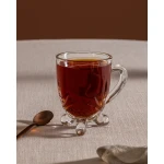طقم أكواب شاي دبلن من مدام كوكو، شفاف، 4 أكواب مع صحون، تصميم أنيق للاستخدام اليومي وحفلات الشاي، سعة كل كوب 210 مل، مصنوع من زجاج متين وعصري - مدام كوكو