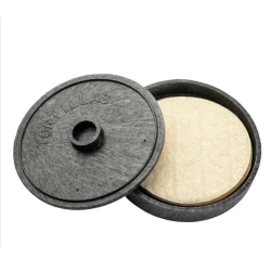 A stylish charcoal-colored tortilla stand, 18 cm tall and 3 cm wide, perfect for presenting tortillas neatly and elegantly on the dining table. Made with high quality for everyday use