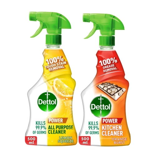 مجموعة منظف المطبخ من Dettol 2 × 500 مل – Orange Burst و Lemon Squeeze، تركيبة قوية لإزالة الدهون والبقع الصعبة، تمنح الأسطح نظافة عميقة ولمعاناً فورياً مع حماية مضادة للبكتيريا مجموعة منظف المطبخ من Dettol 2 × 500 مل – Orange Burst و Lemon Squeeze، تركيبة قوية لإزالة الدهون والبقع الصعبة، تمنح الأسطح نظافة عميقة ولمعاناً فورياً مع حماية مضادة للبكتيريا