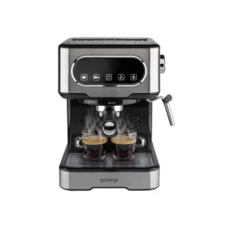 Gorenje ESCM15DBK Espresso Coffee Machine 1100W – 15 Bar Pressure Coffee Maker With Milk Frother, 1.5L Water Tank, Dual Cup Brewing, Stainless Steel Design For Cappuccino, Latte And Espresso At Home