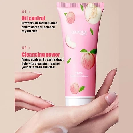 BIOAQUA Peach Extract Amino Acid Face Wash 100g – Deep Cleansing Facial Cleanser, Removes Dirt and Excess Oil, Helps Keep Skin Soft, Fresh, and Hydrated, Suitable for All Skin Types for Daily Use. BIOAQUA Peach Extract Amino Acid Face Wash 100g – Deep Cleansing Facial Cleanser, Removes Dirt and Excess Oil, Helps Keep Skin Soft, Fresh, and Hydrated, Suitable for All Skin Types for Daily Use.
