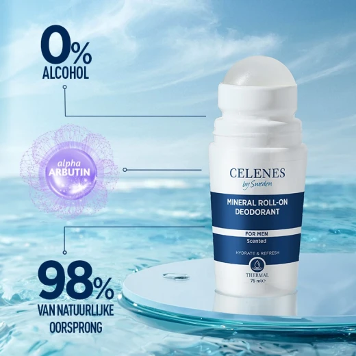 Celenes by Sweden Mineral Roll On Deodorant for Men 75ml, Aluminum Free, Long Lasting - Celenes - Image 3