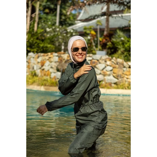 Burkini in Dusky Olive – Modest Swimsuit Set – Quick Dry and Comfortable – Size Small – Practical and Stylish Design for All Water Activities - Burkini - Image 4
