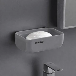 Soap Dish Wall-mounted Double-layer Drain Soap Container, Non-porous Plastic Soap Tray for Household Bathroom, Easy To Store Soap and No Mess Drain Soap Holder 1 Pc