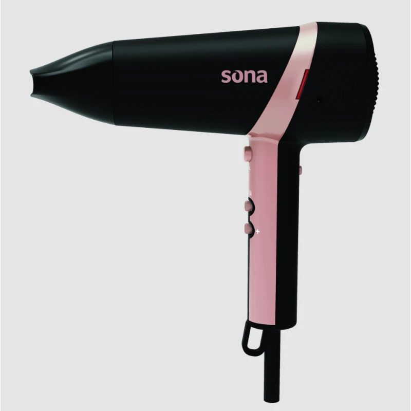 Sona Hair Dryer 2500W Black with Quad Ionic Technology & 16mm Concentrator Nozzle – High-Power Hair Dryer for Fast Drying, Smooth Finish, Hair Protection, and Precision Styling - Sona