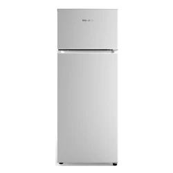 Skyworth 210 Liter Stainless Steel Refrigerator: Two Door, A++ Energy Efficiency, Frost Free Cooling System, Modern Design, Adjustable Shelves, Quiet Operation