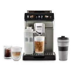 De'Longhi Eletta Explore Automatic Coffee Maker Titanium – Brew Over 50 Drinks Including Cold Brew and LatteCrema, Fully Automatic Coffee Machine with Advanced Grinding and Frothing Technology, Sleek Titanium Finish
