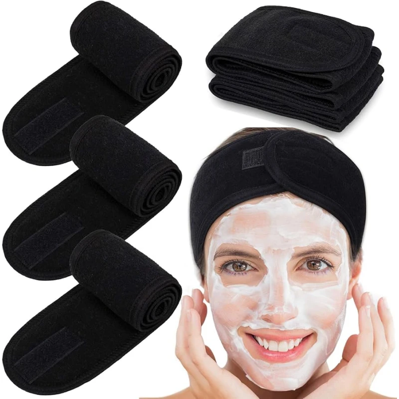 Premium Spa Headband for Skincare and Makeup, Soft Adjustable Non-Slip Facial Hair Band for Women, Comfortable Elastic Head Wrap for Washing Face, Applying Masks, Beauty Routine, Shower and Daily Use - Quwa