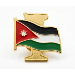 Gold-plated Jordanian flag brooch pin featuring the Hashemite Kingdom design - a luxurious patriotic favor set for official occasions and celebrations - high-quality metal brooches plated in a lustrous gold finish - perfect for gifts