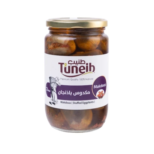 Tuneib Makdous 700g – Small Eggplants with Traditional Rich Flavor, High Quality Ready-to-Eat Product, Authentic Taste, Perfect for Daily Use and Appetizers Tuneib Makdous 700g – Small Eggplants with Traditional Rich Flavor, High Quality Ready-to-Eat Product, Authentic Taste, Perfect for Daily Use and Appetizers