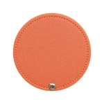 Minimalist Round Leather Pocket Mirror with Protective Case 8cm Diameter in Hazel Perfect for Travel, Makeup, and Everyday Use. Features a Stylish Design and Durable Construction - Lolo Shop
