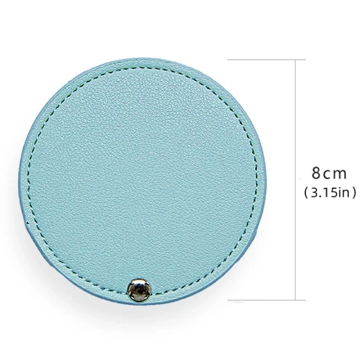 Minimalist Round Leather Pocket Mirror with Protective Case 8cm Diameter in White Perfect for Travel, Makeup, and Everyday Use Features a Stylish Design and Durable Construction - Lolo Shop - Image 4