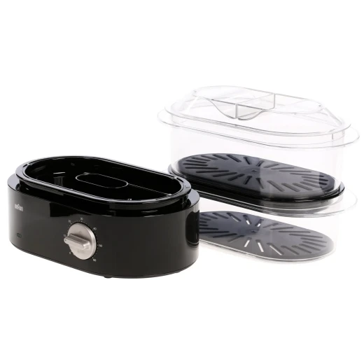 قدر بخار براون Identity Collection FS 5100 باللون الأسود، مؤقت سهل الاستخدام، 3 طبقات للطهي بالبخار، تصميم عملي لتحضير طعام صحي وشهي مع الحفاظ على العناصر الغذائية - Image 3